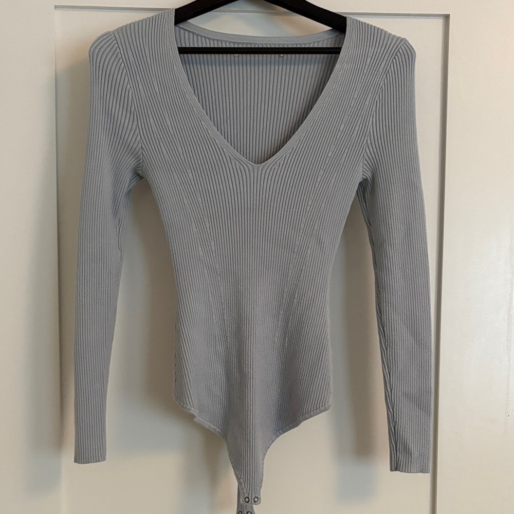 Abercrombie & Fitch Gray Ribbed Bodysuit